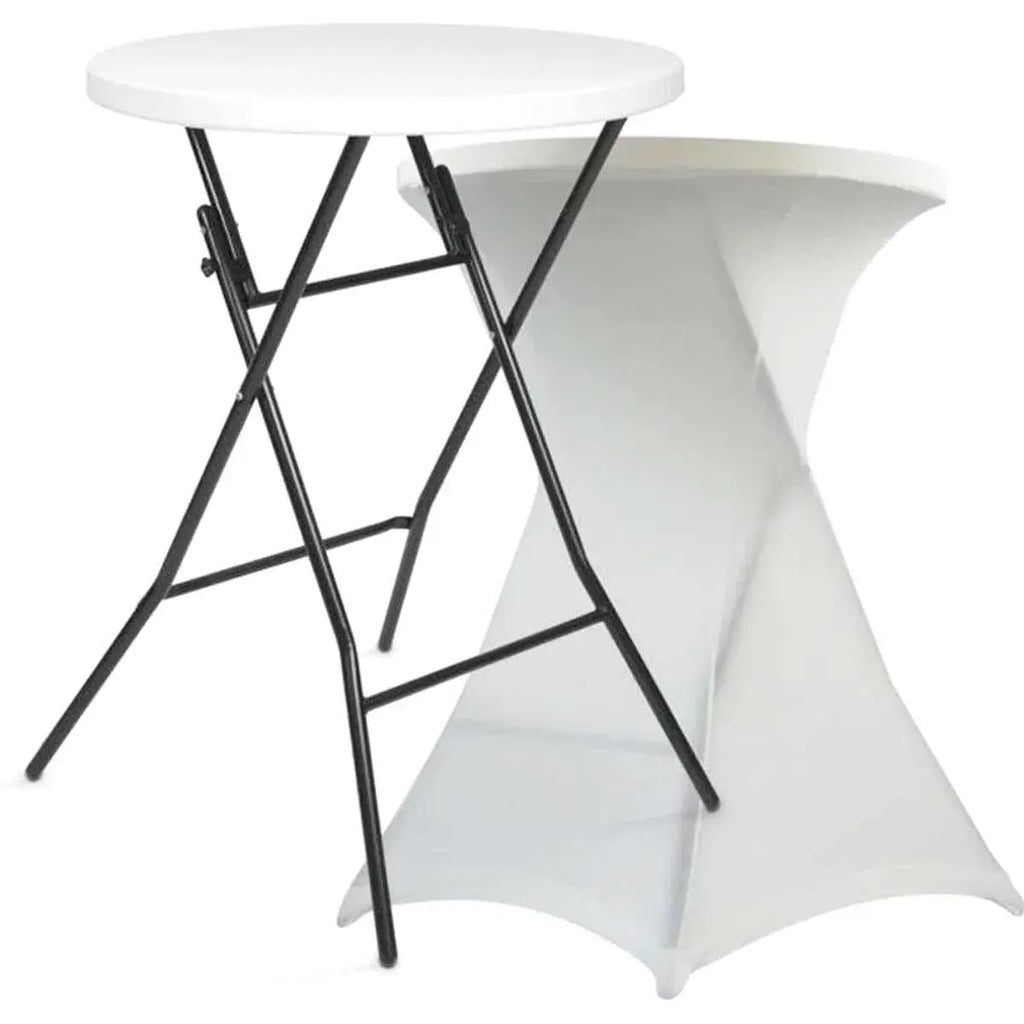 Table haute pliante avec housse blanche installée pour une réception - photo 3