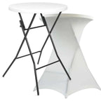 Table haute pliante avec housse blanche installée pour une réception - photo 3