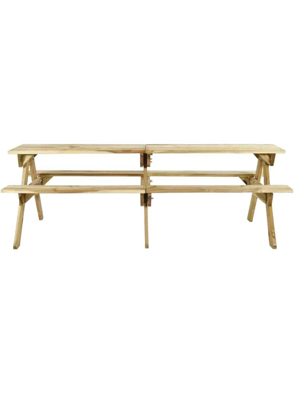 Table picnic en bois pliante de 220 cm avec bancs intégrés dans un jardin - photo 2