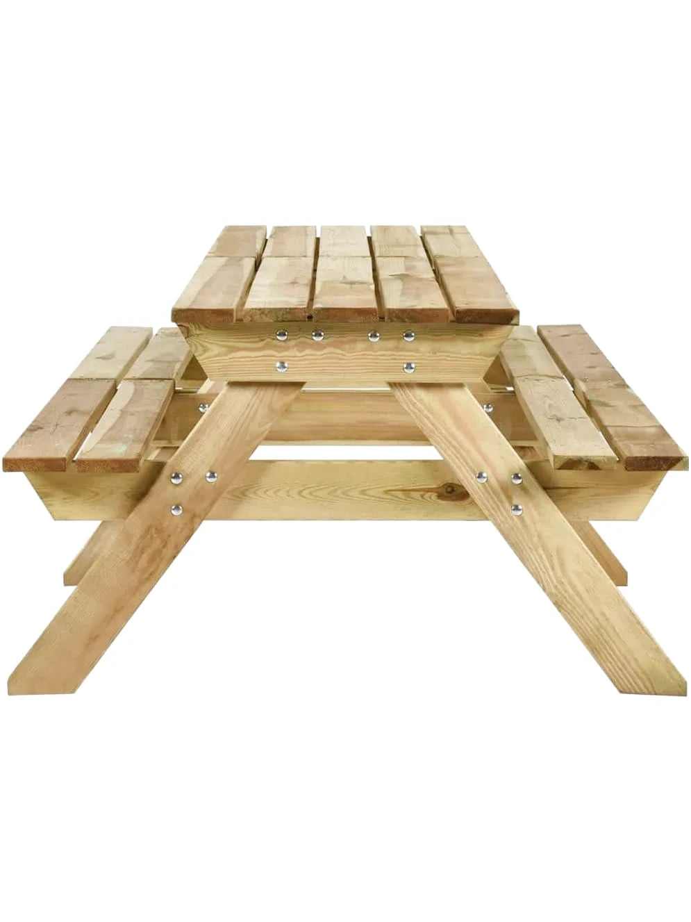 Table picnic en bois pliante de 220 cm avec bancs intégrés dans un jardin - photo 3