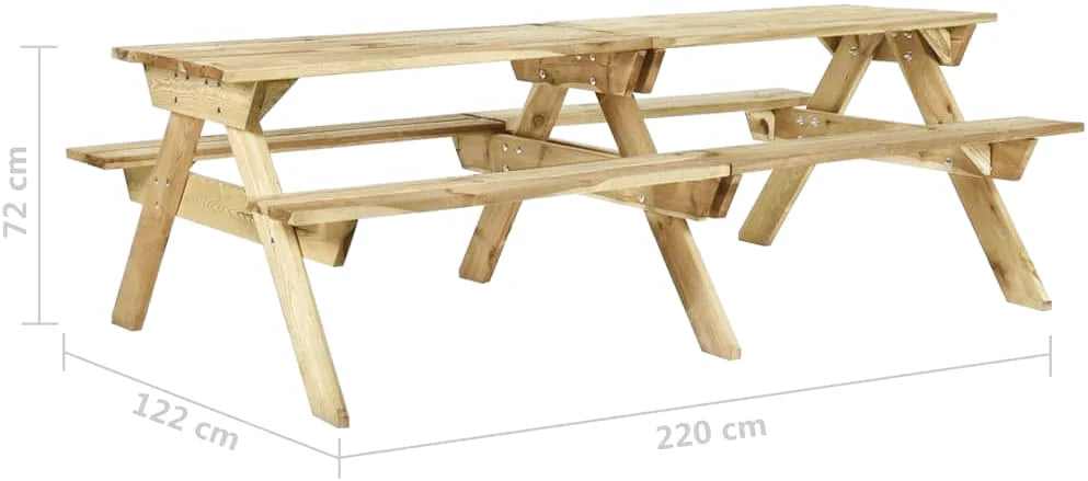 Table picnic en bois pliante de 220 cm avec bancs intégrés dans un jardin - photo 5