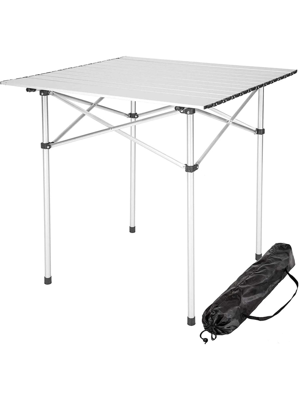 Table picnic pliante en aluminium de 70 cm repliée en format tube