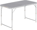 Table pliante en aluminium de 120 cm avec pieds réglables sur trois hauteurs