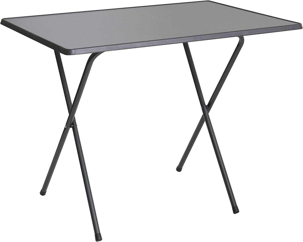 Table pliante de balcon en métal de 80 x 50 cm contre un mur
