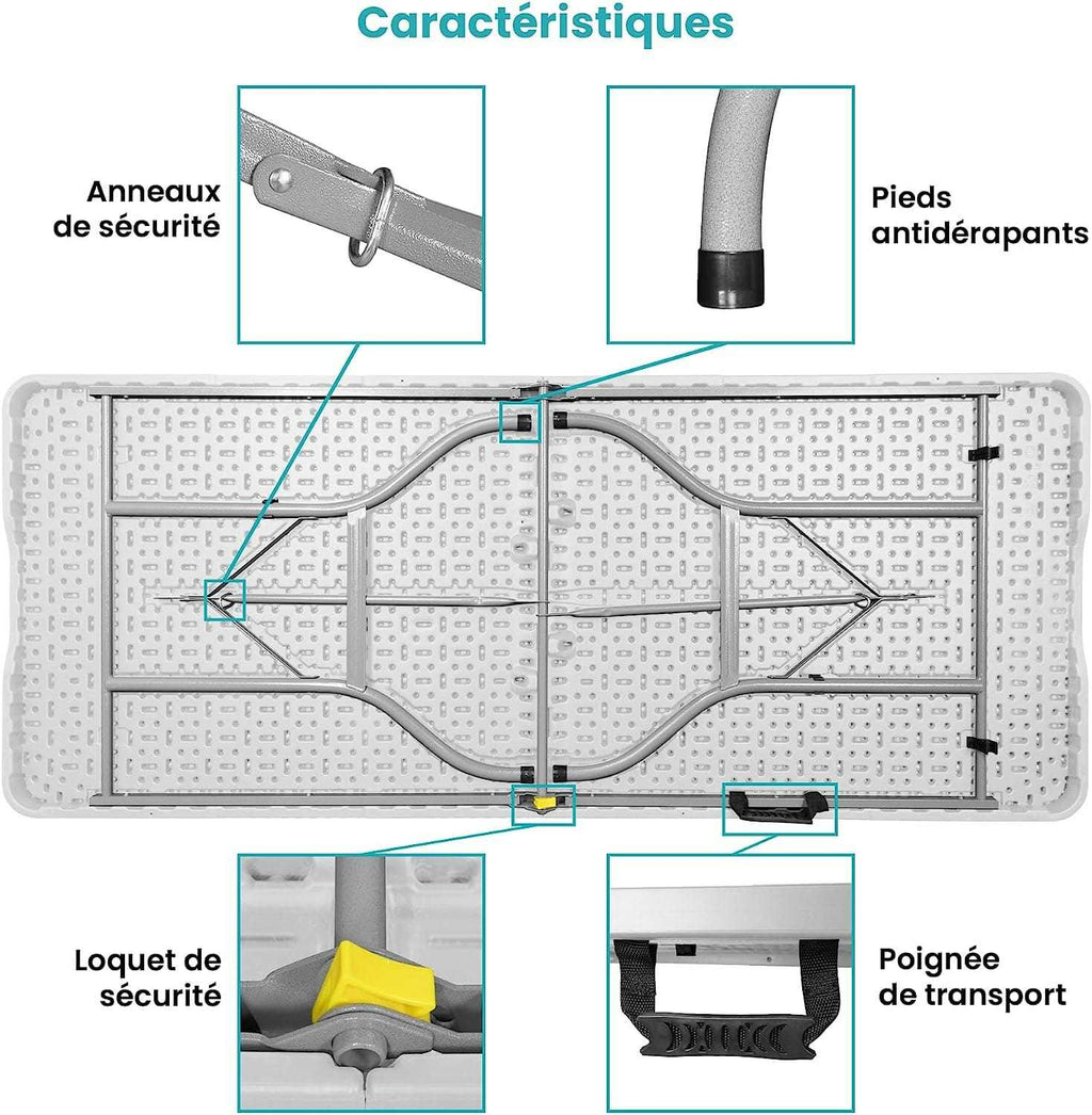 Table pliante blanche d'extérieur de 183 cm installée dans un jardin - photo 4