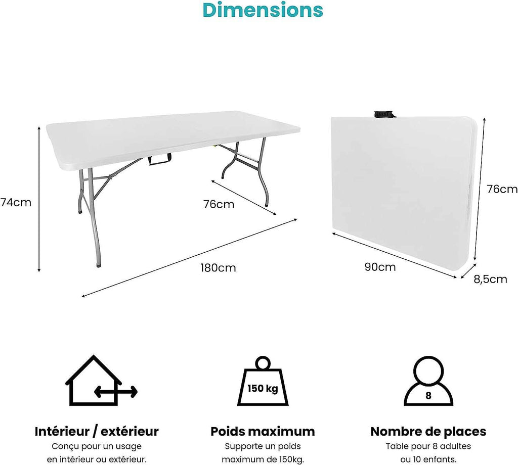 Table pliante blanche d'extérieur de 183 cm installée dans un jardin - photo 3