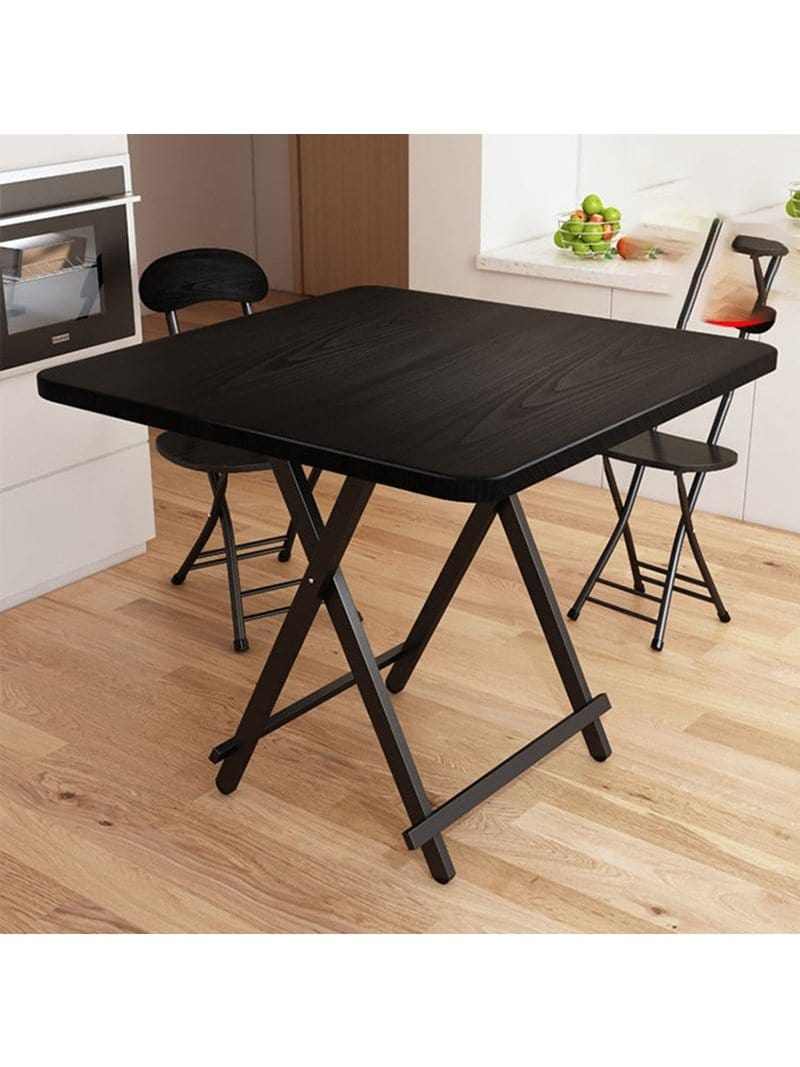 Table pliante bois cuisine carrée 60 cm dans un coin repas