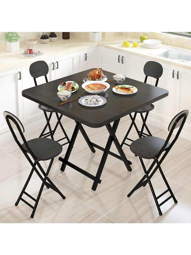 Table pliante bois cuisine carrée 60 cm dans un coin repas - photo 12