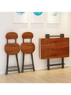 Table pliante bois cuisine carrée 60 cm dans un coin repas - photo 11