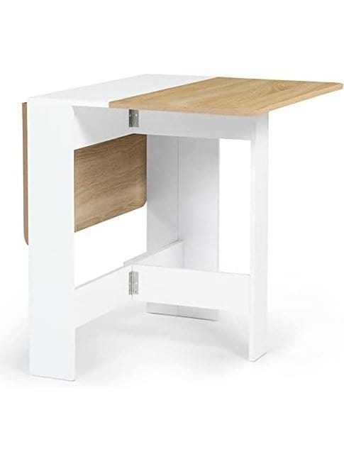 Table pliante bois intérieur en mélaminé 103 cm dépliée dans une cuisine - photo 3