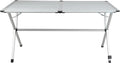 Table pliante de camping-car de 140 x 80 cm installée sous un auvent