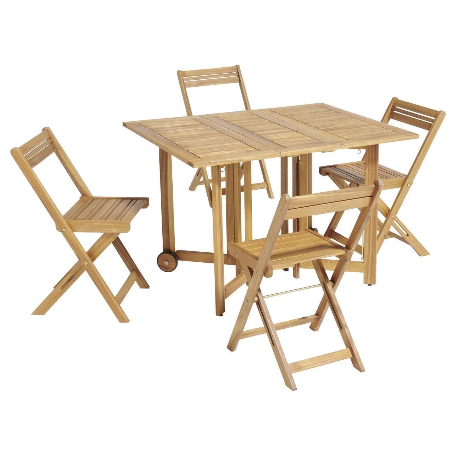 Table Pliante En Bois Avec Chaises Intégrées