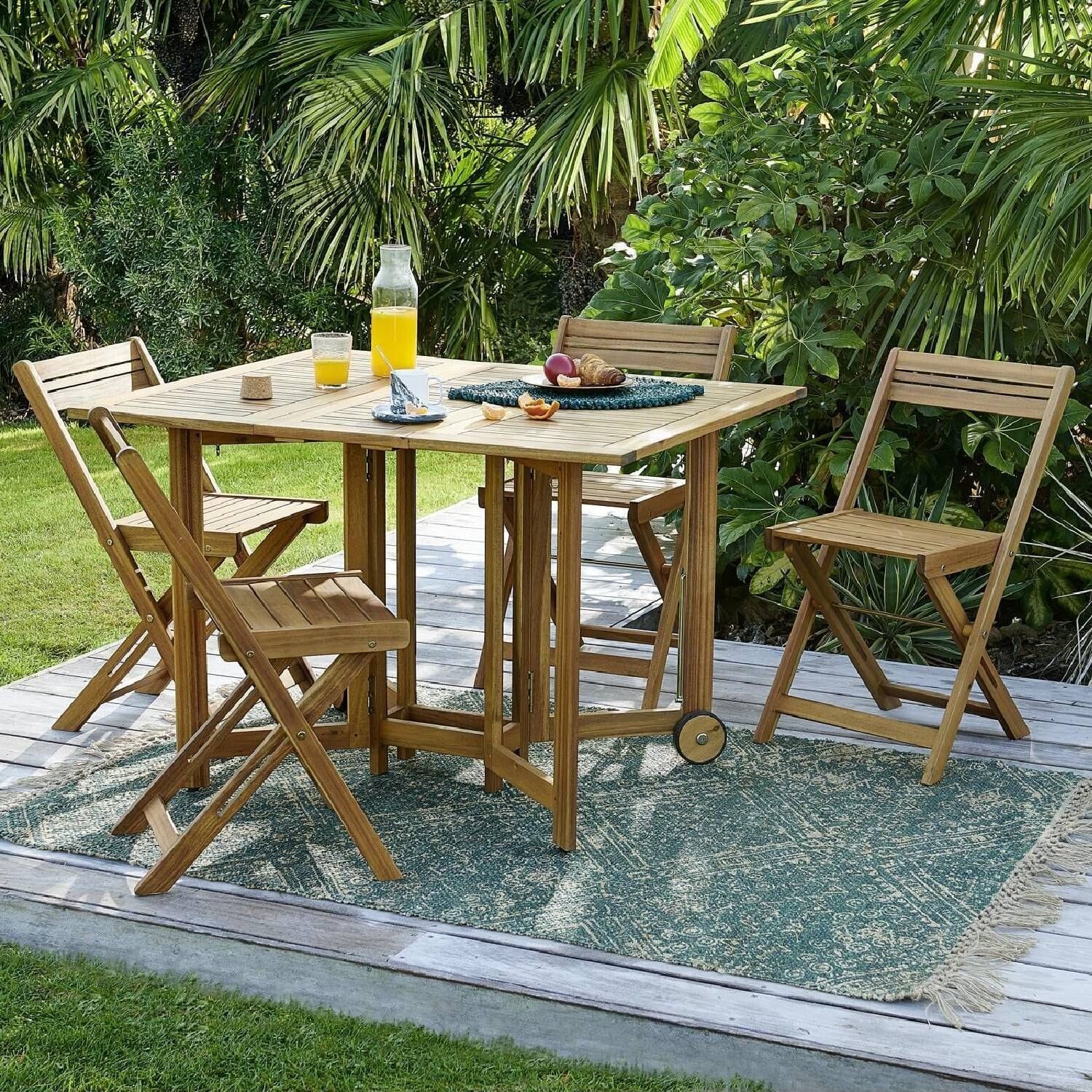 Table Pliante En Bois Avec Chaises Intégrées