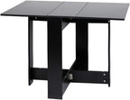 Table pliante noire de 103 cm dépliée dans un séjour