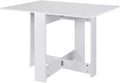 Table pliante de salon de 103 cm dépliée puis repliée en console contre un mur