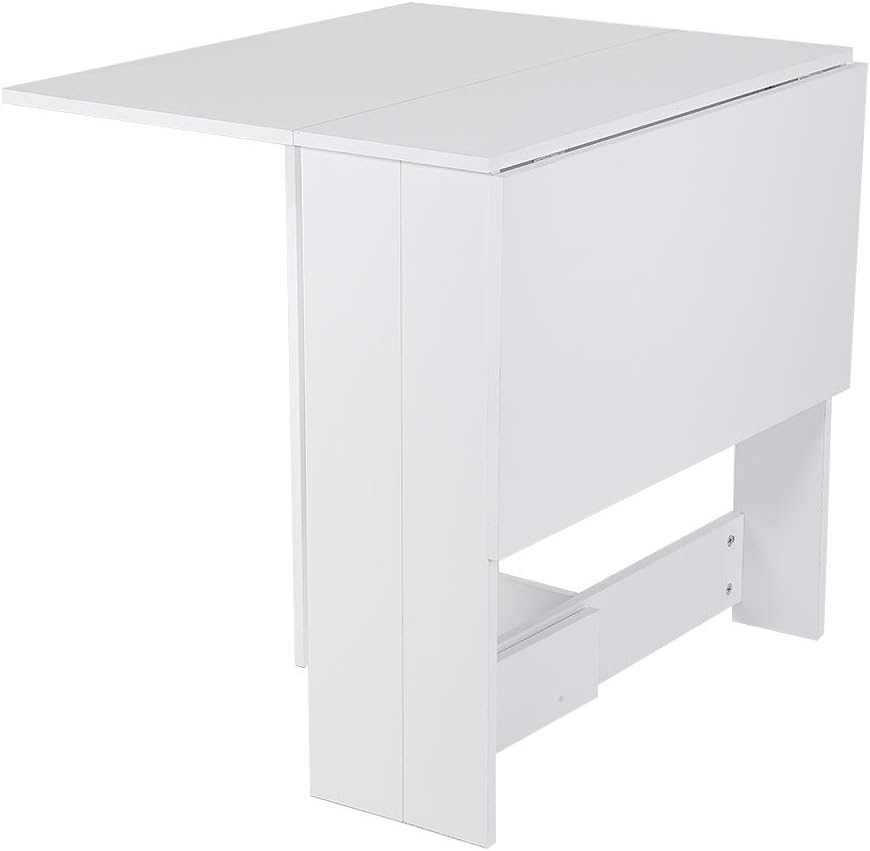 Table pliante de salon de 103 cm dépliée puis repliée en console contre un mur - photo 2