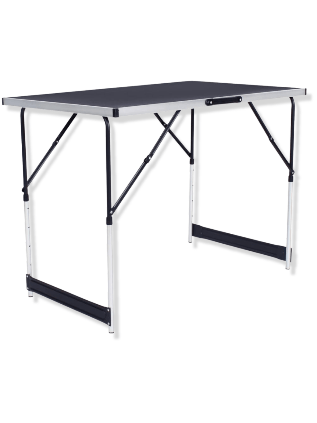 Table présentoir pliante de 300 cm installée sur un stand de salon