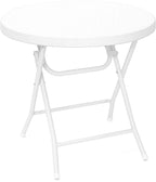 Table ronde blanche pliante de 80 cm de diamètre à hauteur de repas