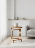 Table ronde pliante en bois de 60 cm de diamètre avec ferrures métalliques - photo 4